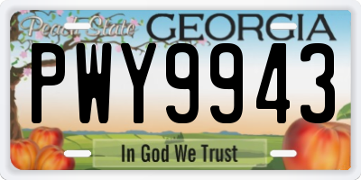 GA license plate PWY9943
