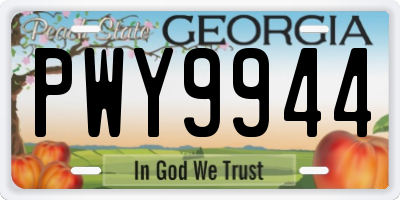 GA license plate PWY9944