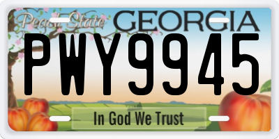 GA license plate PWY9945
