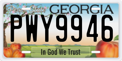 GA license plate PWY9946