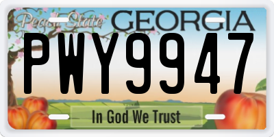 GA license plate PWY9947