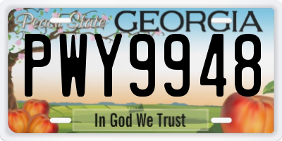 GA license plate PWY9948