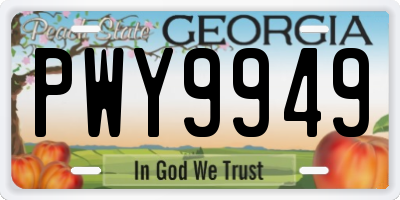 GA license plate PWY9949