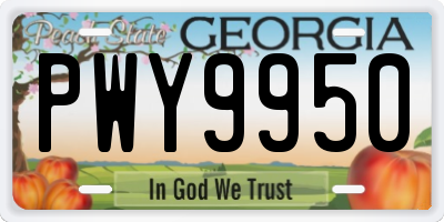 GA license plate PWY9950