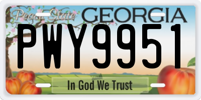 GA license plate PWY9951