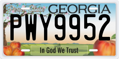 GA license plate PWY9952
