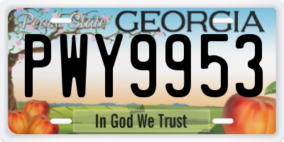 GA license plate PWY9953