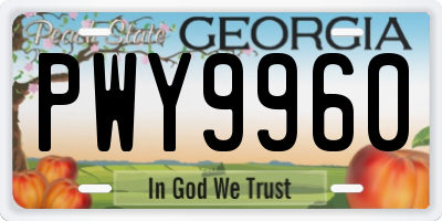GA license plate PWY9960
