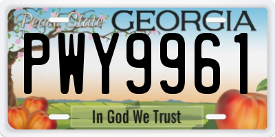 GA license plate PWY9961
