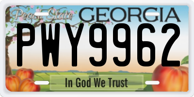 GA license plate PWY9962