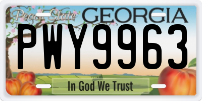 GA license plate PWY9963