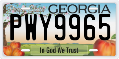 GA license plate PWY9965