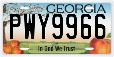 GA license plate PWY9966
