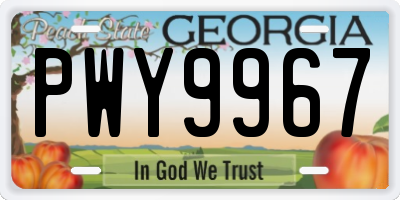 GA license plate PWY9967