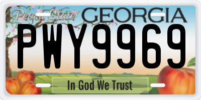 GA license plate PWY9969