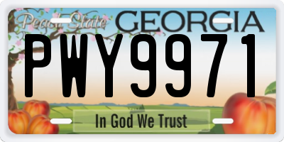 GA license plate PWY9971