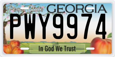 GA license plate PWY9974