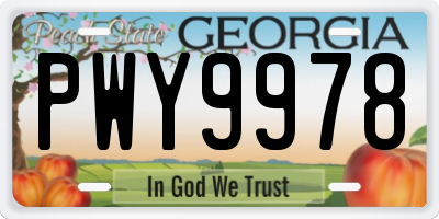 GA license plate PWY9978