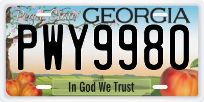 GA license plate PWY9980