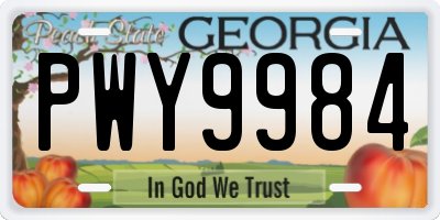 GA license plate PWY9984