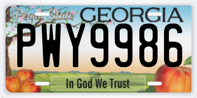 GA license plate PWY9986