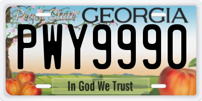 GA license plate PWY9990