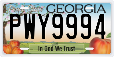 GA license plate PWY9994