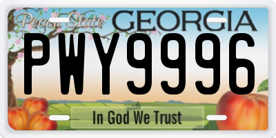GA license plate PWY9996