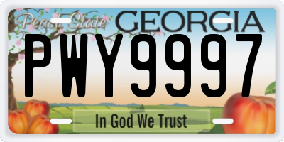 GA license plate PWY9997