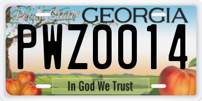 GA license plate PWZ0014