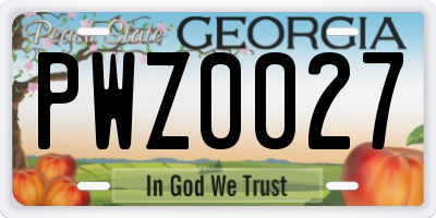 GA license plate PWZ0027