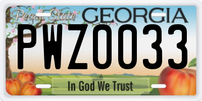 GA license plate PWZ0033