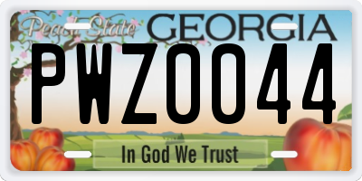 GA license plate PWZ0044