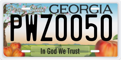 GA license plate PWZ0050