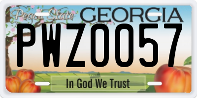 GA license plate PWZ0057