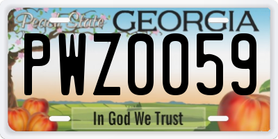 GA license plate PWZ0059