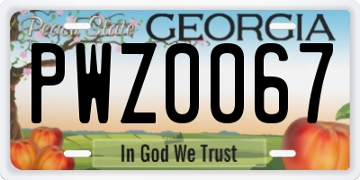 GA license plate PWZ0067