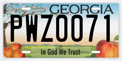 GA license plate PWZ0071