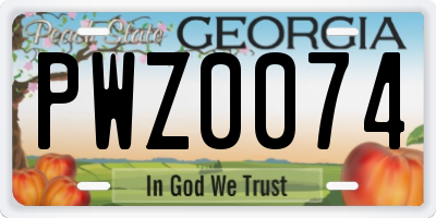 GA license plate PWZ0074