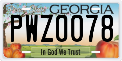 GA license plate PWZ0078