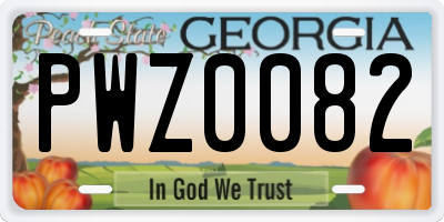 GA license plate PWZ0082