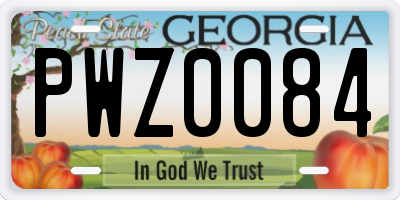 GA license plate PWZ0084