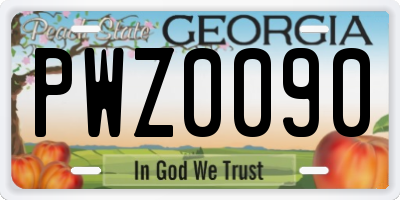 GA license plate PWZ0090
