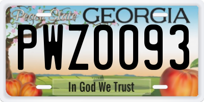GA license plate PWZ0093