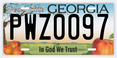 GA license plate PWZ0097