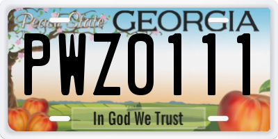 GA license plate PWZ0111