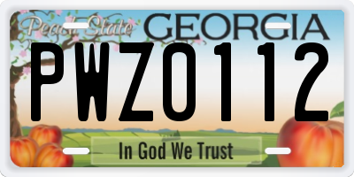GA license plate PWZ0112