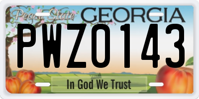 GA license plate PWZ0143