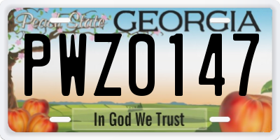 GA license plate PWZ0147