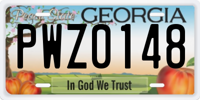GA license plate PWZ0148
